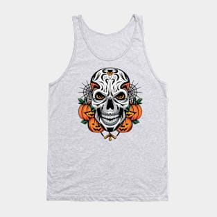 Halloween Skull with Pumpkins Tank Top